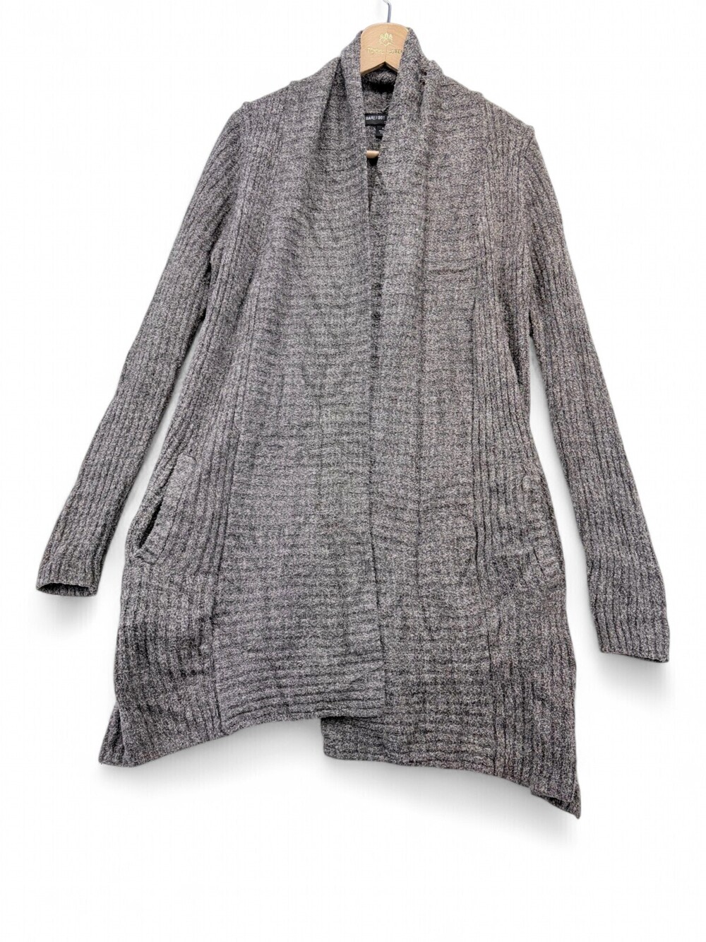 Barefoot Dreams XS Cozy Ribbed Open Cardigan Shawl Collar